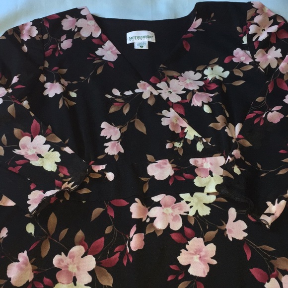 Motherhood Black w/ Flower Print Dress Size L - Picture 8 of 8